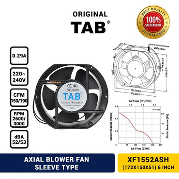 Axial Fan Tab XF1552ASH 6 inch 220AC (Bulat)
